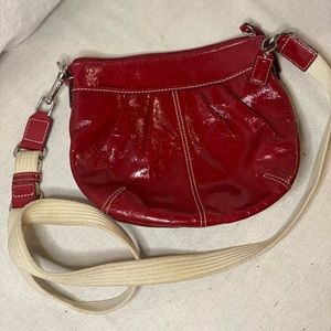 Red patent leather Coach crossbody
